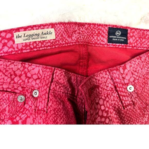 Adriano Goldschmied Pink Animal Print Leggings, Slim Fit Jeans, Women's Size 27 - Picture 8 of 8